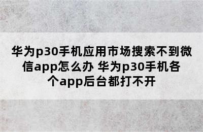 华为p30手机应用市场搜索不到微信app怎么办 华为p30手机各个app后台都打不开